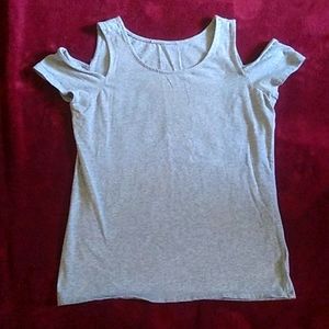 Gray off-the-shoulder shirt